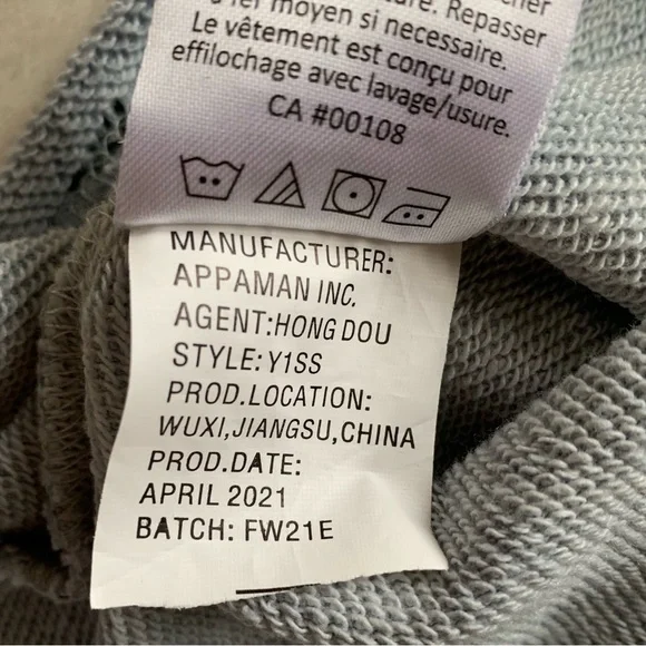 APPAMAN girls slouchy sweatshirt 80% gray cotton distressed style sweats… - Picture 9 of 14